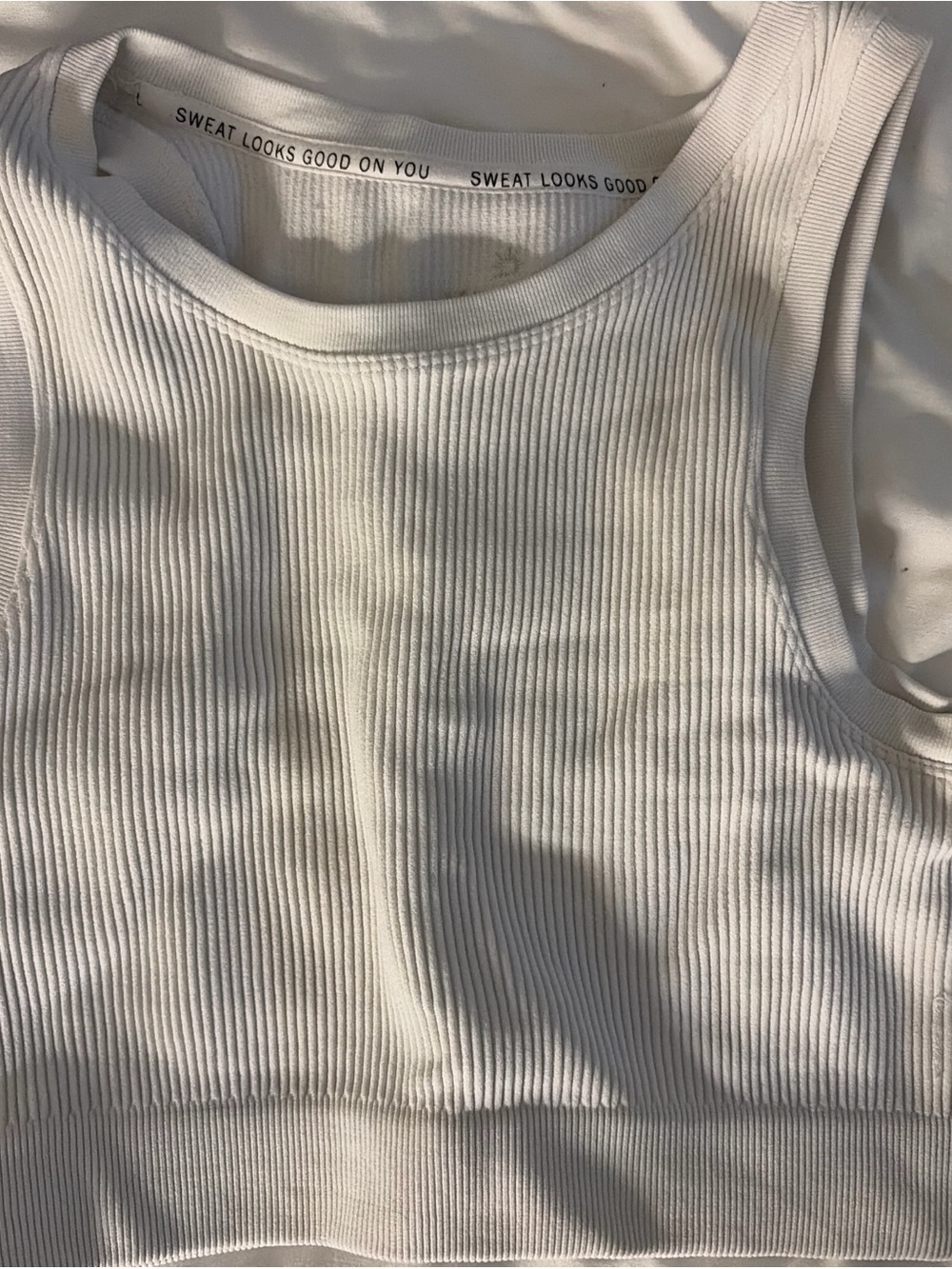 aerie Cream Ribbed Cropped Tank